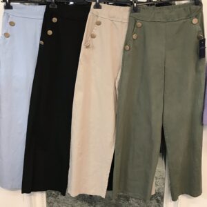 Wide Leg Button Trousers